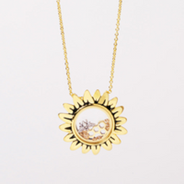 LK1169 - Gold Sunflower Capsule Locket
