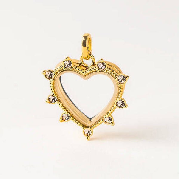 LK1180 - Gold Heart Locket w/Silk Crystals