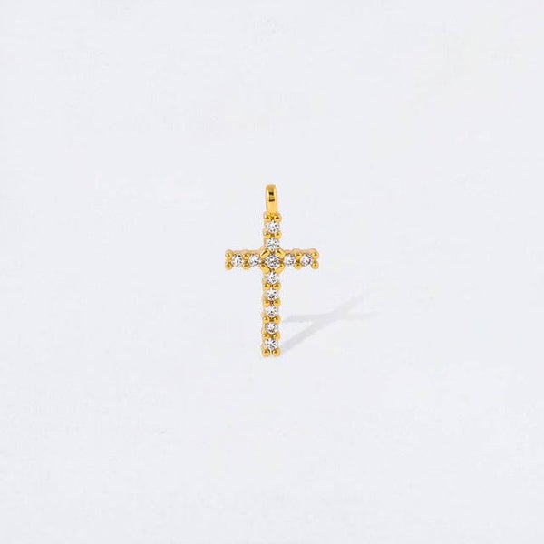CP5163 - Small Pave' Crystal Cross Charm Pendant