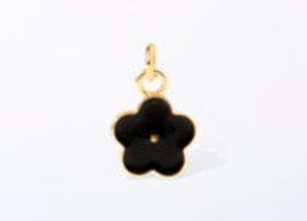 CP5127 - Small Black Flower Charm Pendant
