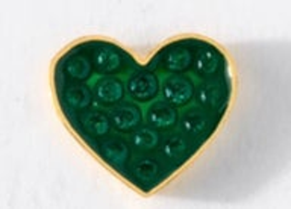 CH3913 - Gold + Green Sparkle Heart Charm
