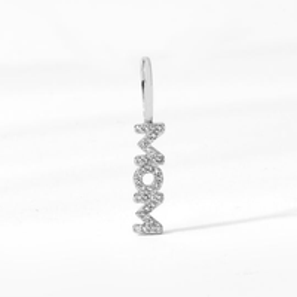 PN1049 -  Silver ""Mom"" Pave' Pendant
