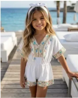 Glitter & tassel playsuit & headband - Wit