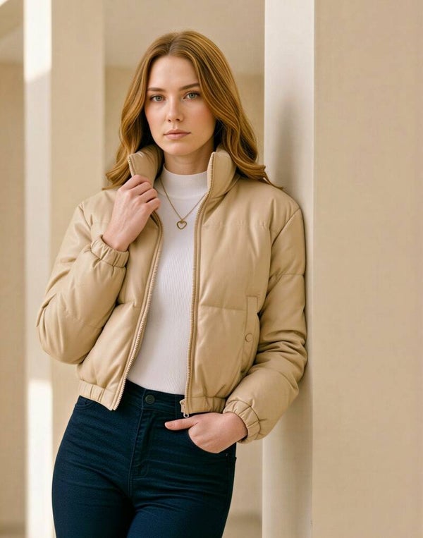 Mabelinda Luxe Leather Puffer Jacket