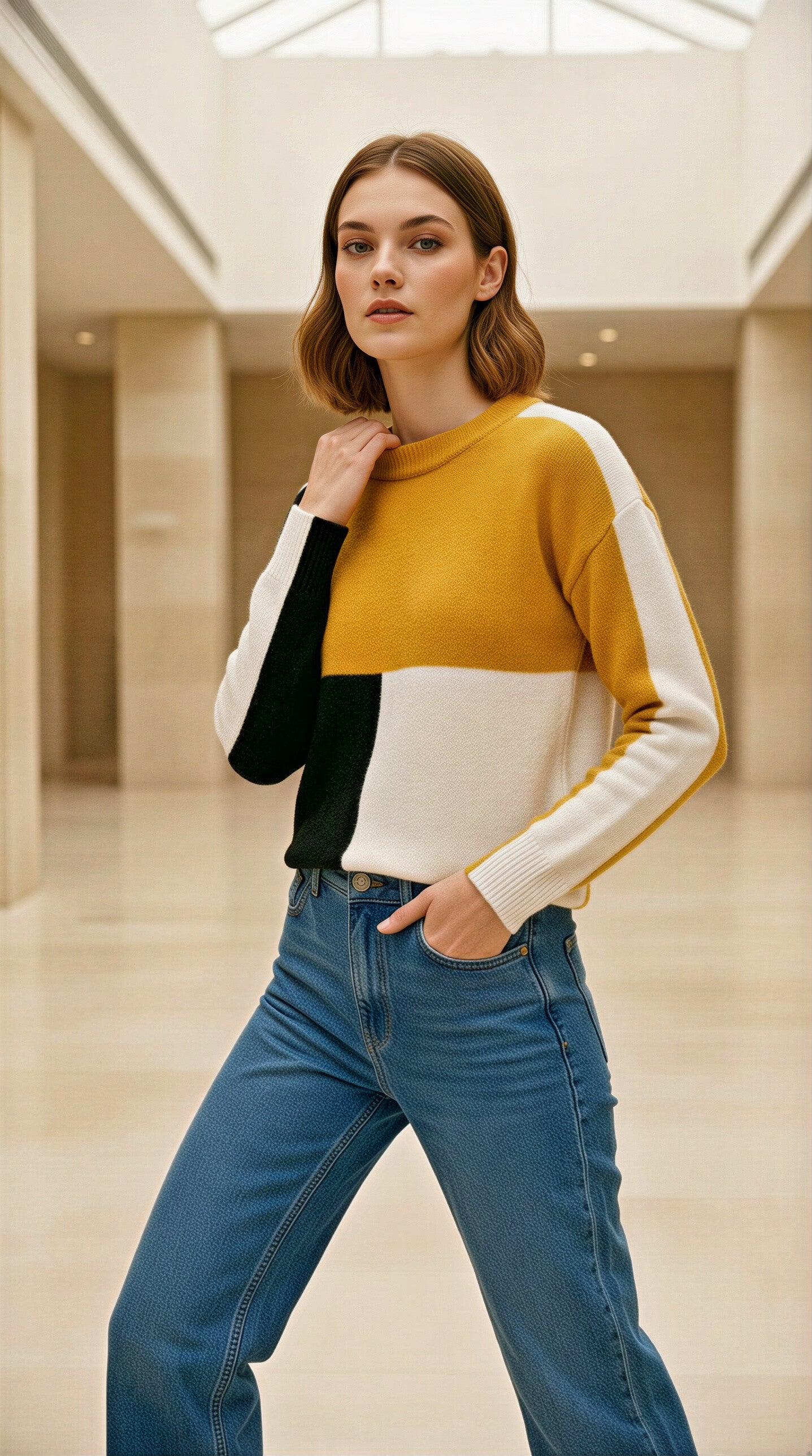 Mabelinda Colorblock Chic Knit Sweater
