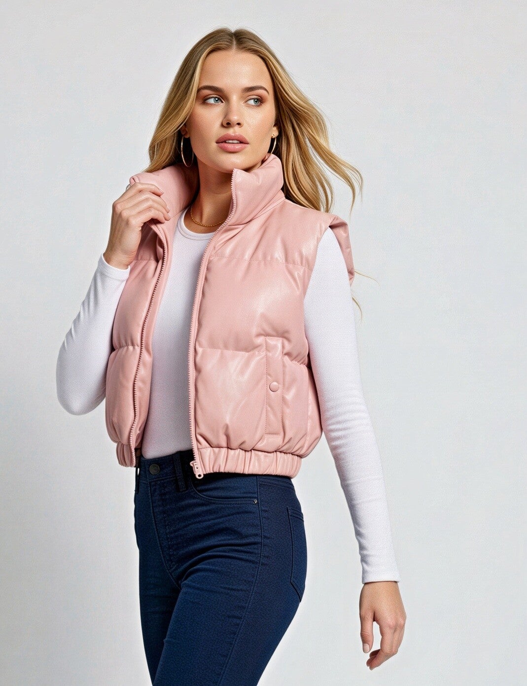 Mabelinda Soft Glow Leather Puffer Vest