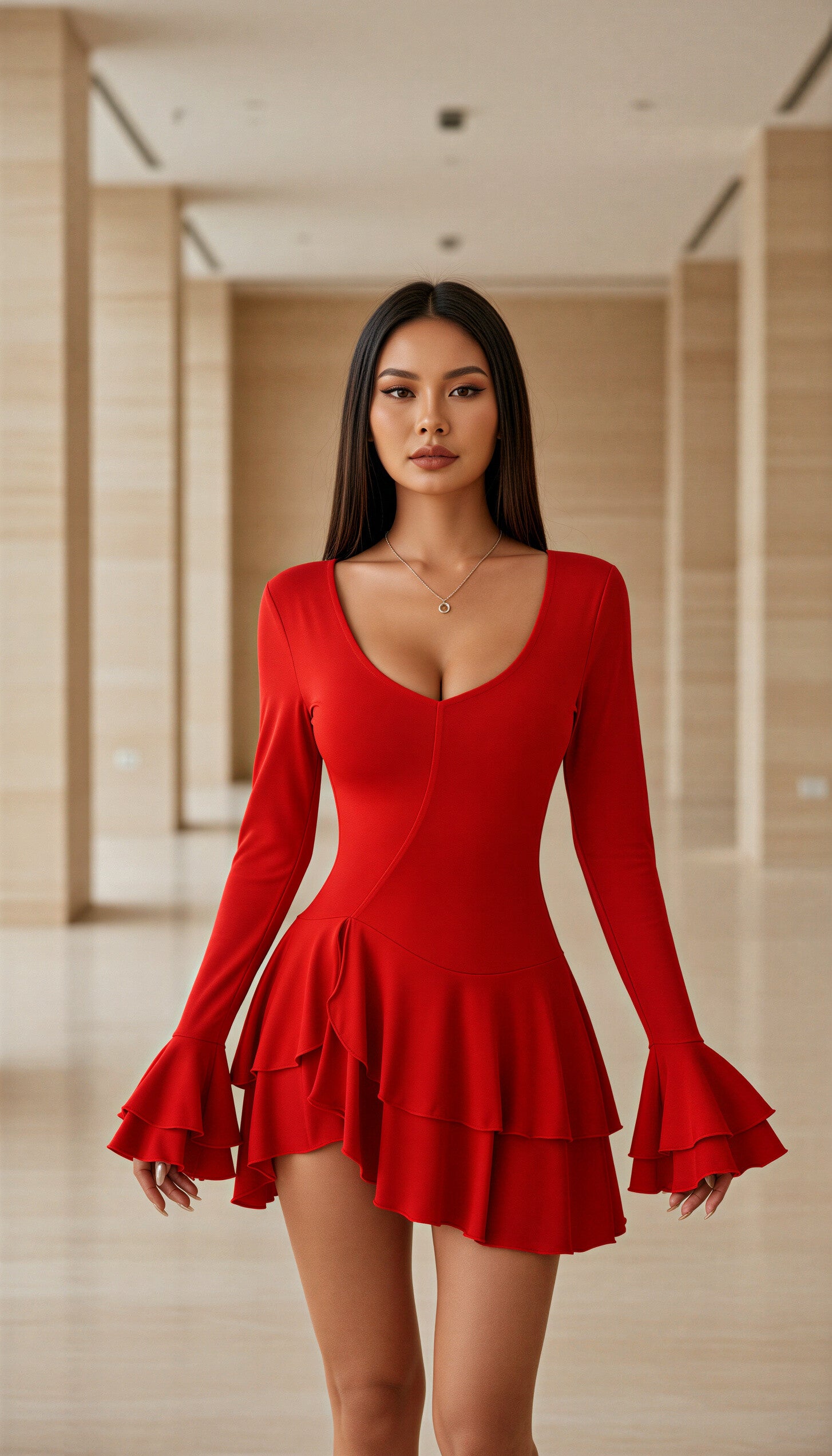 Mabelinda Scarlet Ruffle Muse Dress