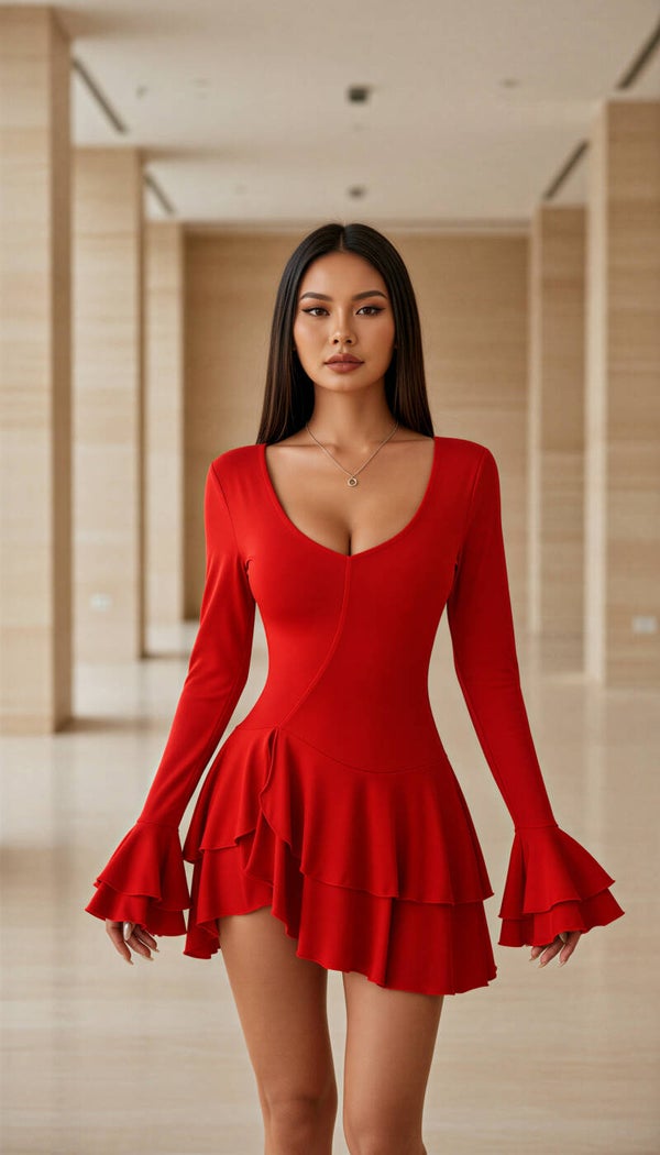 Mabelinda Scarlet Ruffle Muse Dress