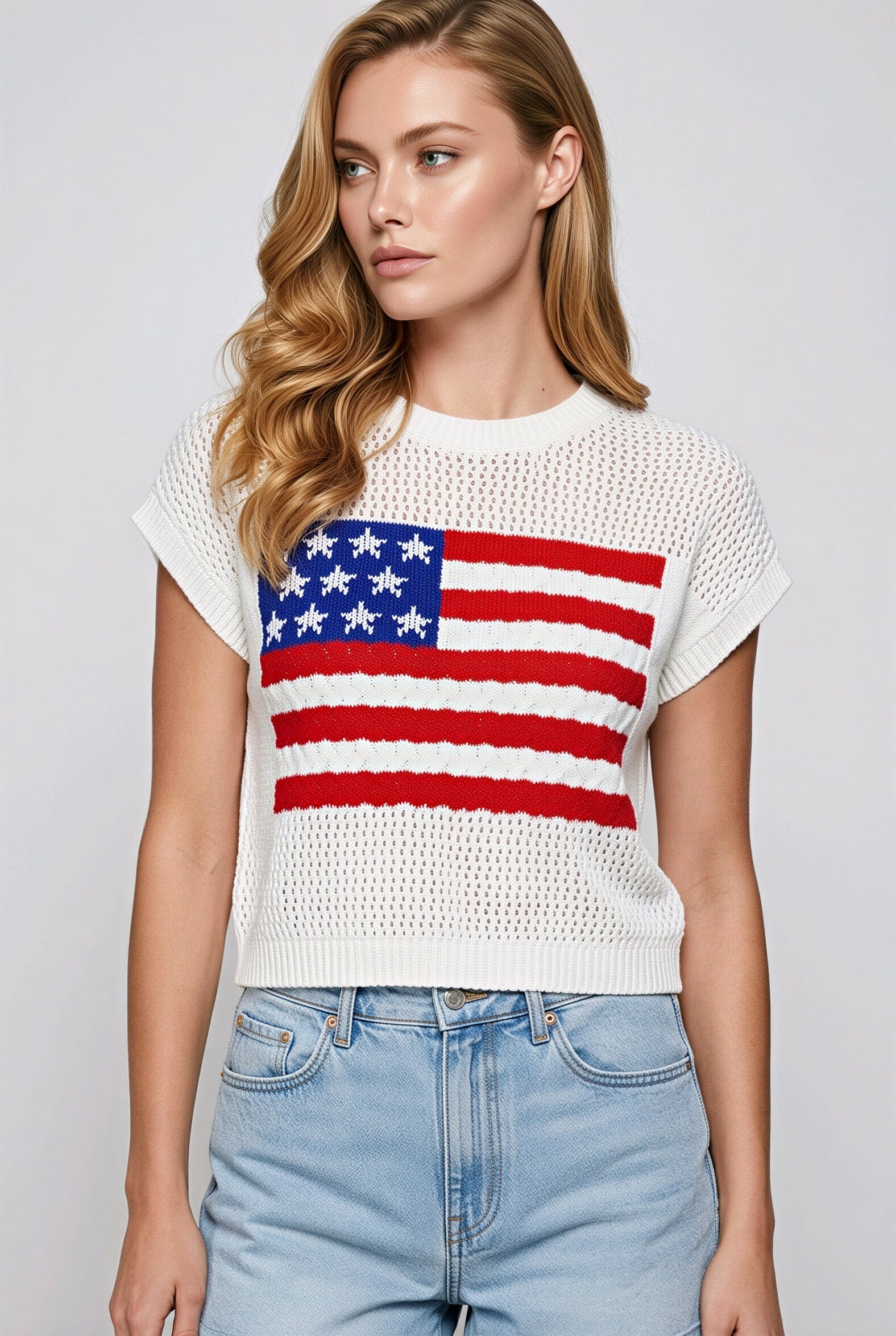 Mabelinda Americana Knit Crop Top