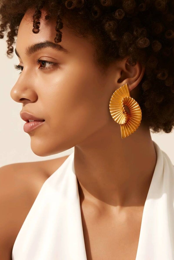 Mabelinda Golden Wave Statement Earrings