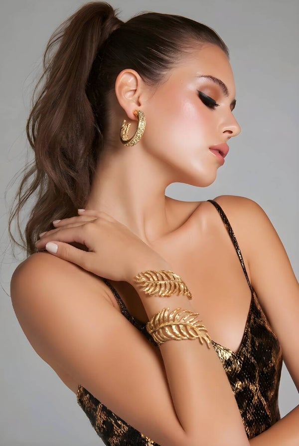 Mabelinda Golden Palm Cuff Bracelet