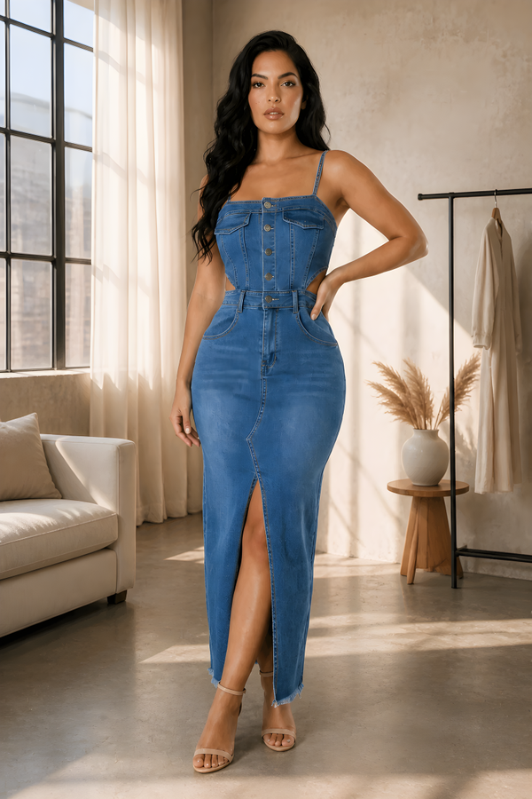 Mabelinda Denim Muse Maxi Dress