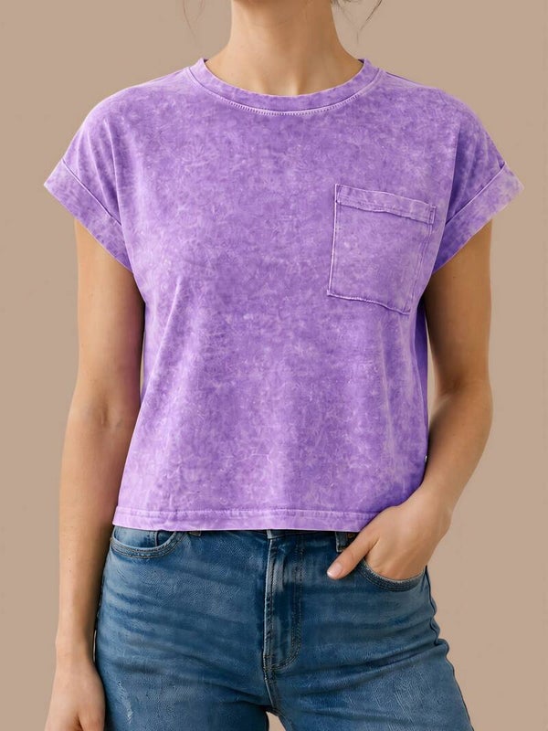 Mabelinda Washed Lavender Pocket Tee