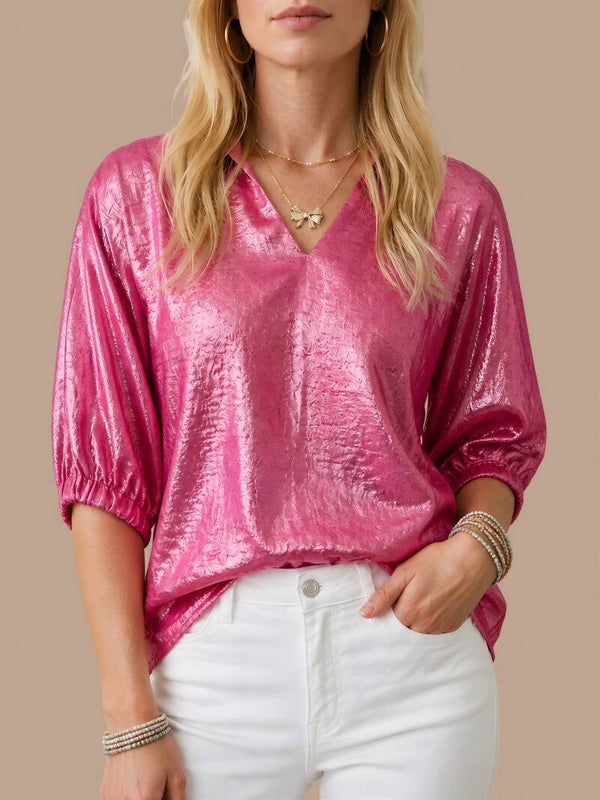 Mabelinda Metallic Fuchsia Glow Blouse