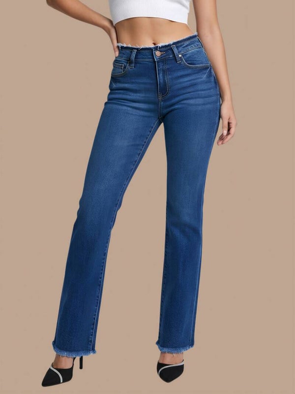 Mabelinda Raw Hem Straight Jeans