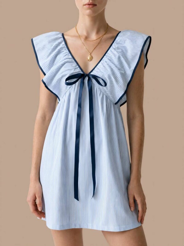 Mabelinda Coastal Charm Ribbon Mini Dress