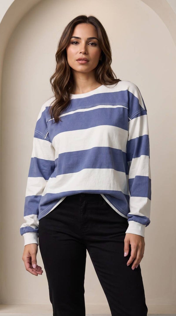Mabelinda Coastal Stripe Long Sleeve Top