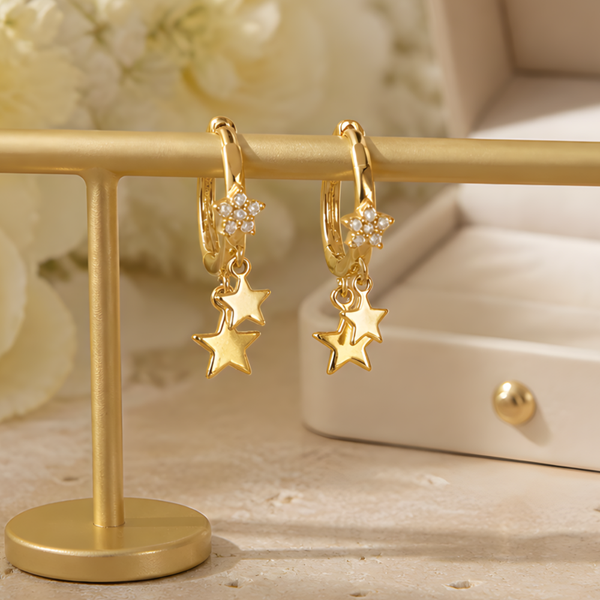 Mabelinda Golden Star Drop Earrings
