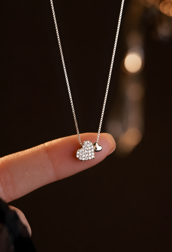 Mabelinda Double Heart Sparkle Necklace