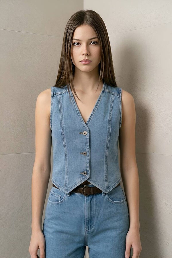 Mabelinda Denim Muse Vest Top