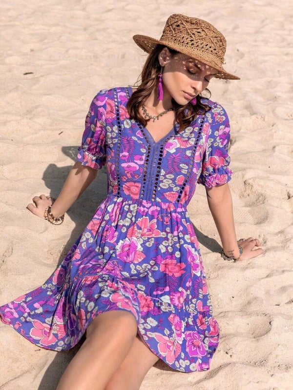 Mabelinda Coastal Bloom Mini Dress