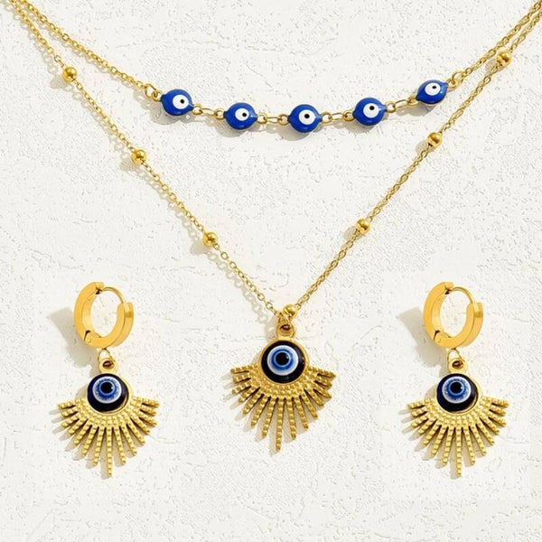 Mabelinda Blue Eye Layered Jewelry Set