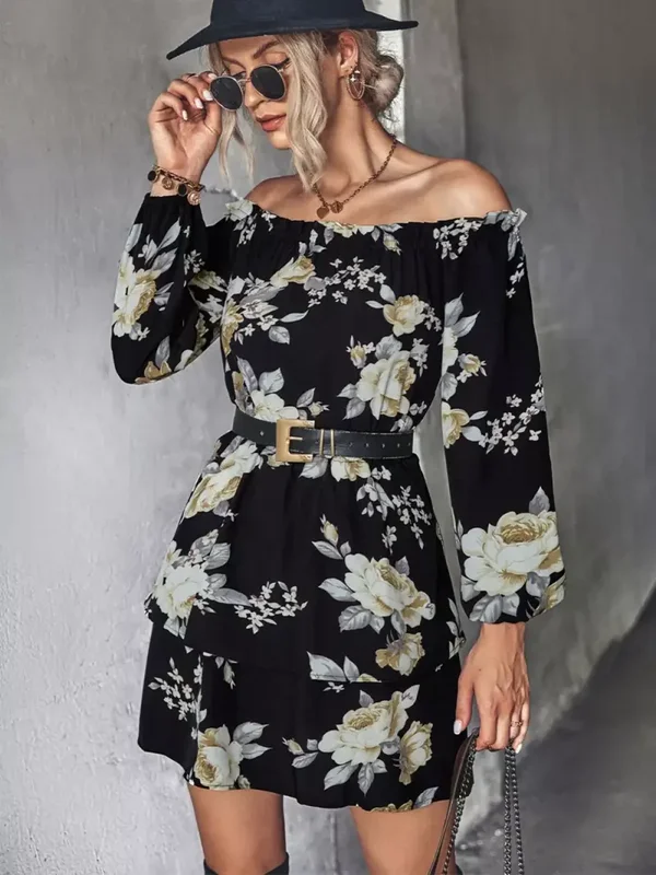 Mabelinda Noir Bloom Mini Dress