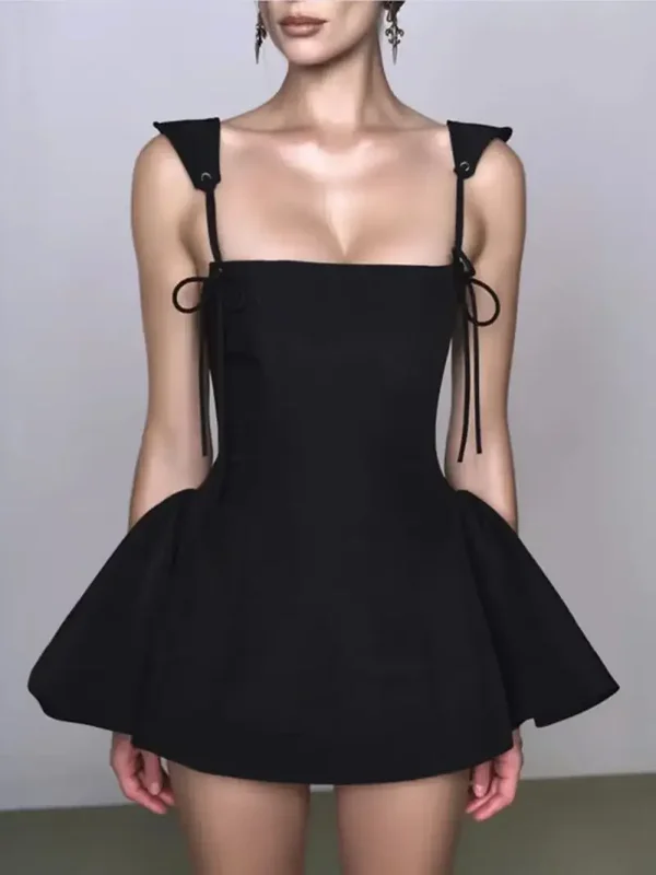 Mabelinda Lace-Up Flared Mini Dress