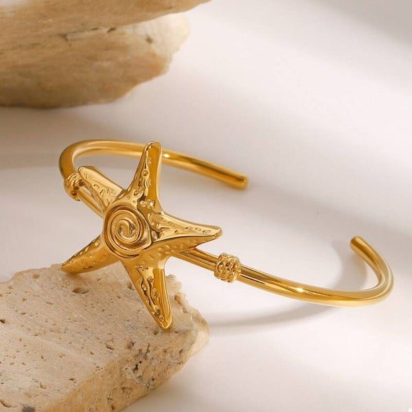 Mabelinda Golden Starfish Cuff Bracelet