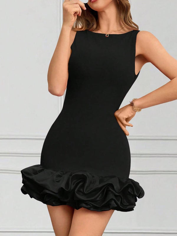 Mabelinda Ruffle Hem Sleeveless Mini Dress