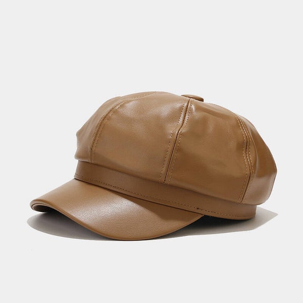 Mabelinda Luxe Leather-Look Newsboy Cap