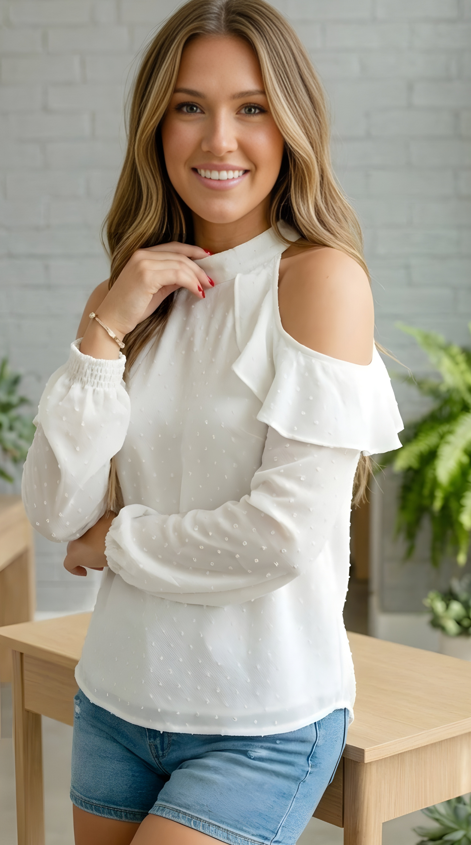 Mabelinda Soft Elegance Cold Shoulder Top
