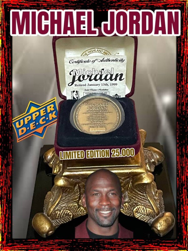 MICHAEL JORDAN - bronze medallion Chicago Bull ritired January 13th 1999 - authenticity UPPER DECK