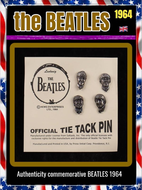 "The Beatles" 1964 vintage Set of (4) Pins - prestigious frame