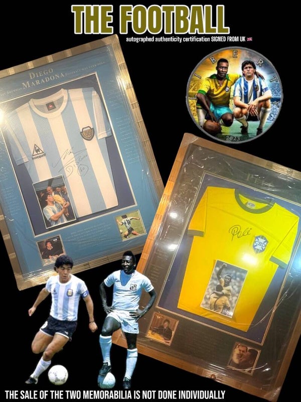 THE FOOTBALL Maradona & Pelé - autographed authenticity certification UK 🇬🇧