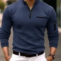 Style Simple Couleur Unie Manche Longue Hauts Pour Hommes.