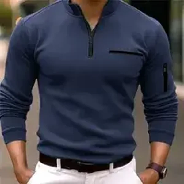 Style Simple Couleur Unie Manche Longue Hauts Pour Hommes.