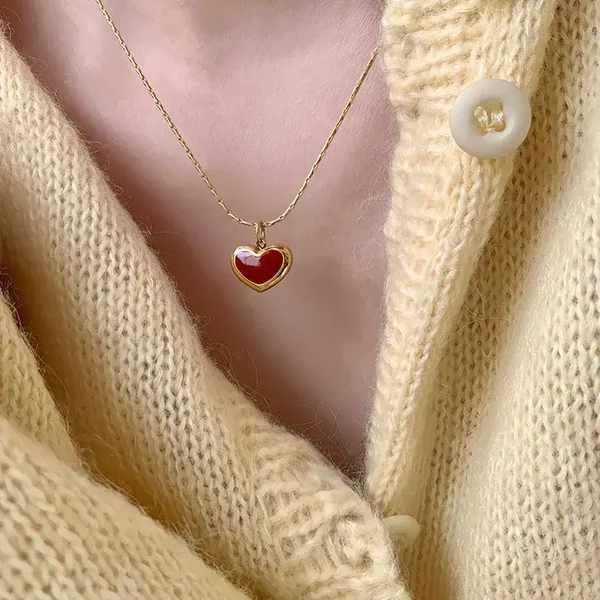 Collier Femme Coeur Rouge