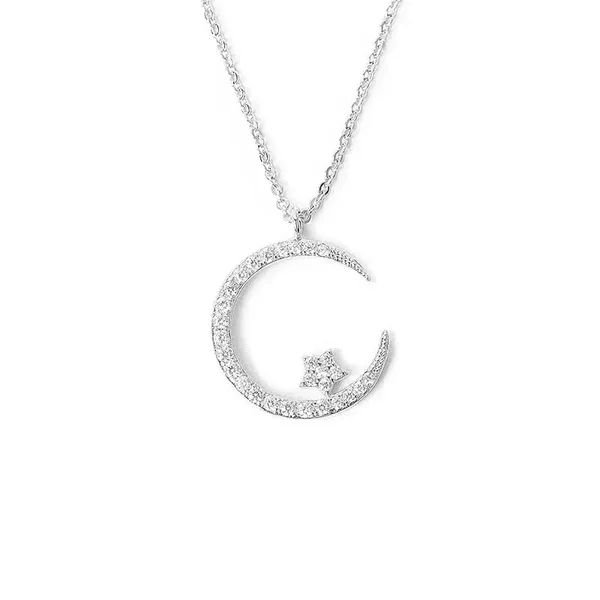 Pendentif Lune Avec Ca Petite étoile Argent