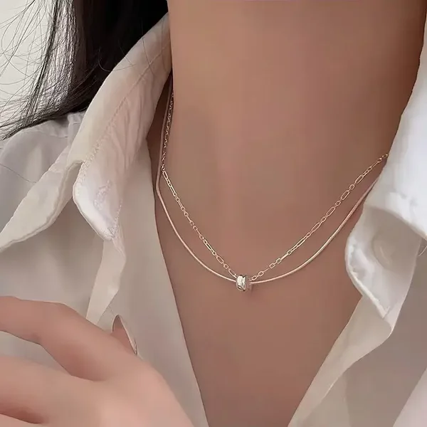 Collier Femme Avec Ca Perle Argenté