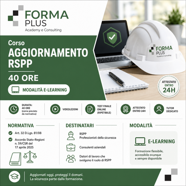 Corso Aggiornamento RSPP 40 Ore