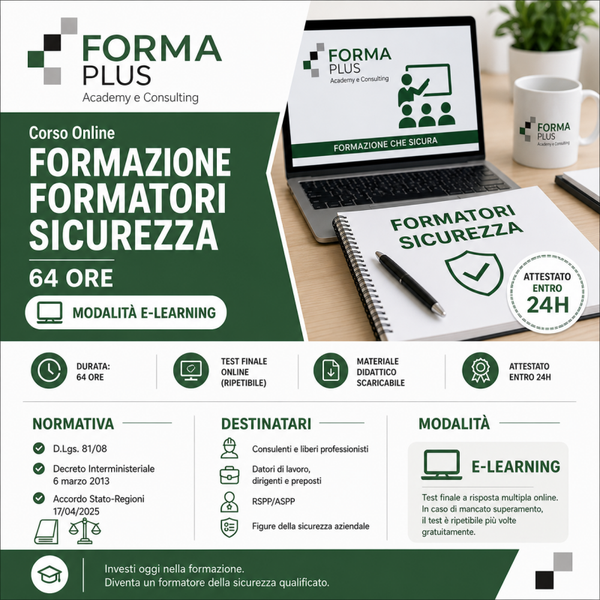 Corso Online Formazione Formatori Sicurezza  64 Ore