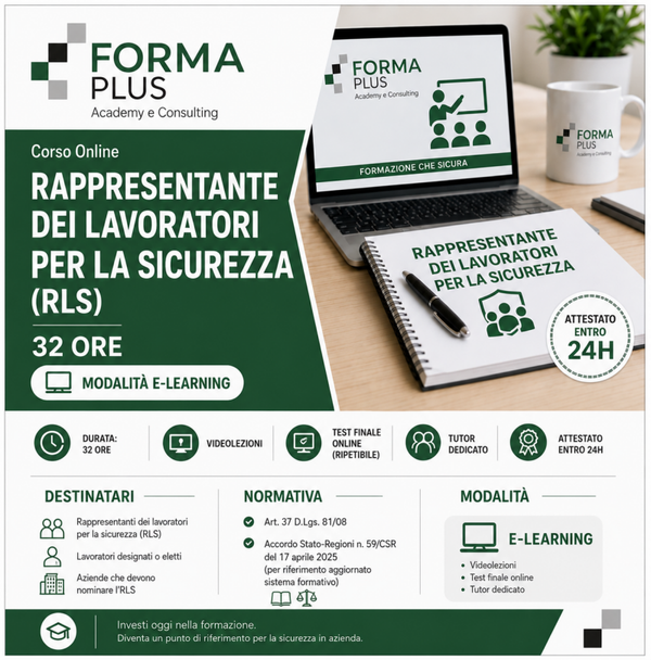 Corso RLS – Rappresentante dei Lavoratori per la Sicurezza 32 Ore