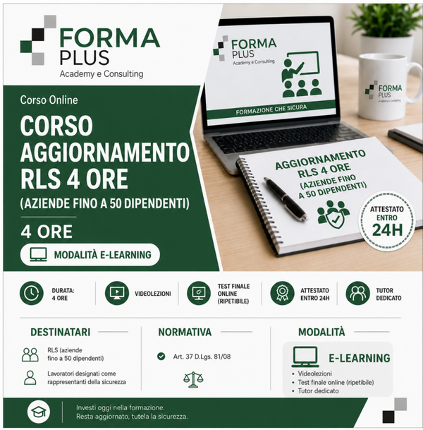 Corso Aggiornamento RLS 4 Ore (Aziende fino a 50 dipendenti)