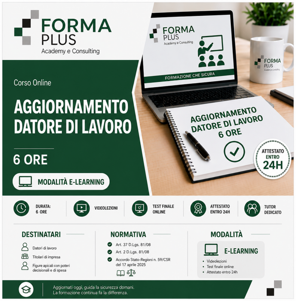 Corso Aggiornamento Datore di Lavoro 6 Ore