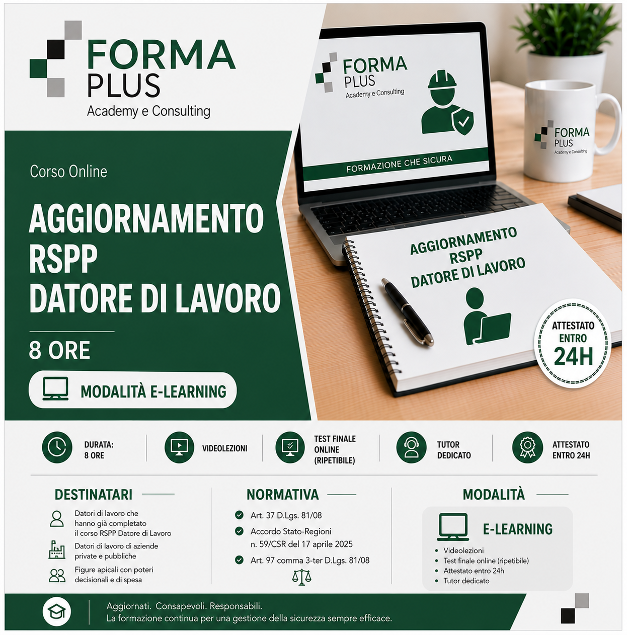 Corso Aggiornamento RSPP Datore di Lavoro 8 ore