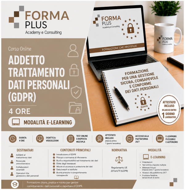 Addetto Trattamento Dati Personali (GDPR) - 4 ore