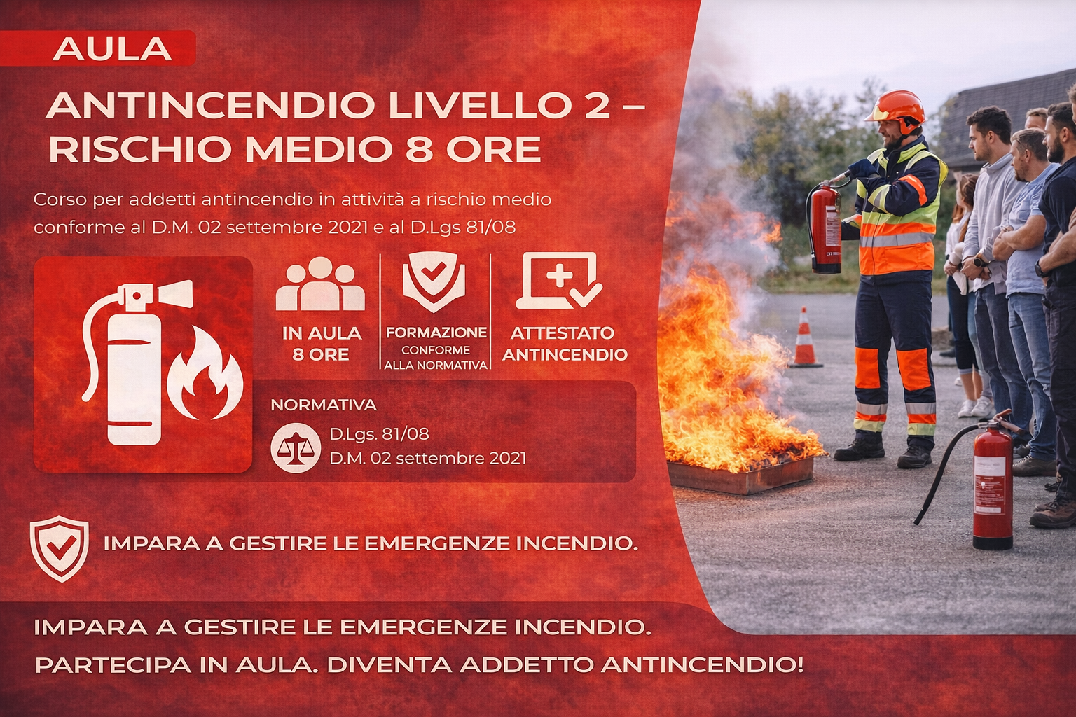 Antincendio Livello 2 – Rischio Medio 8 Ore
