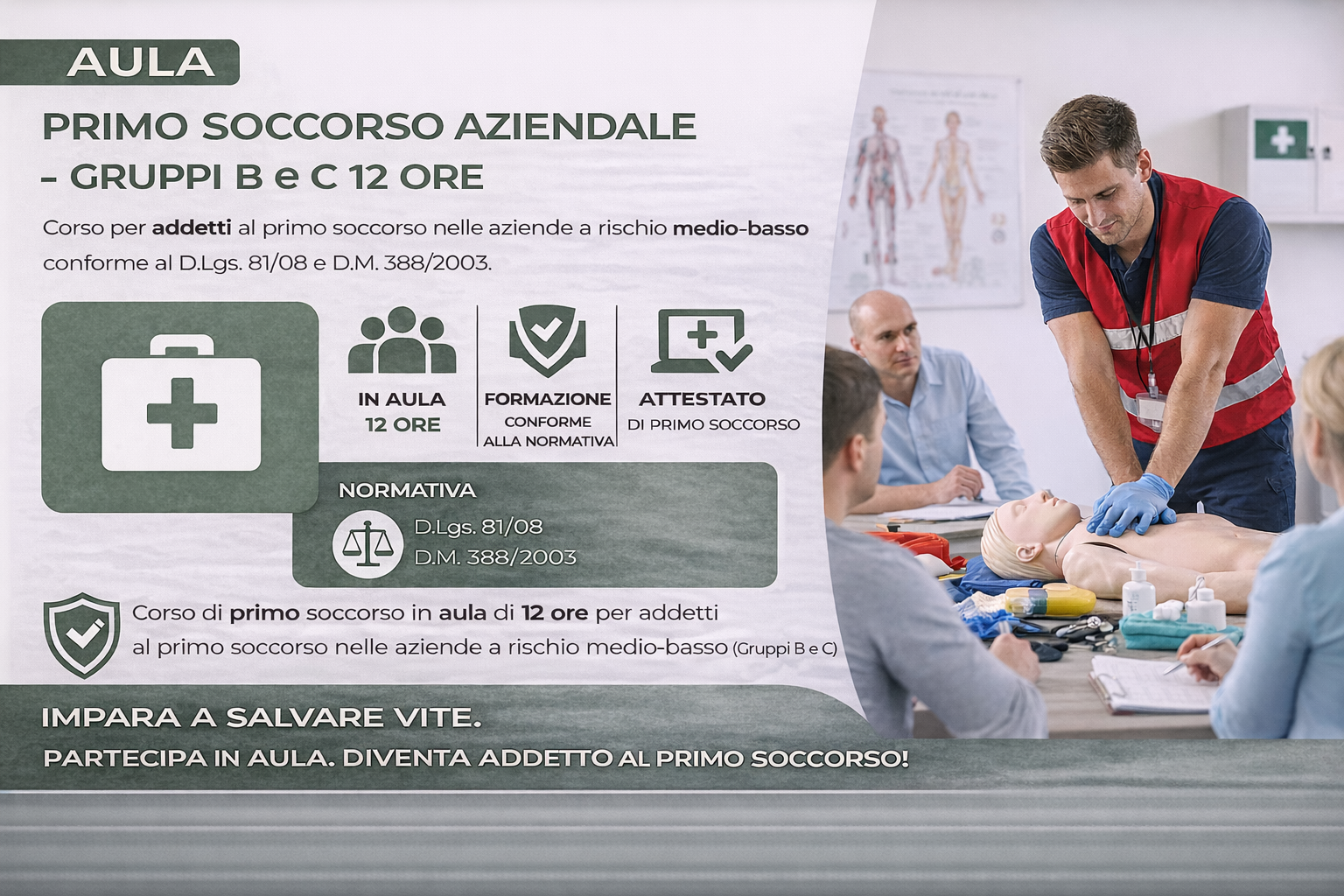 Primo Soccorso Aziendale – Gruppi B e C 12 Ore