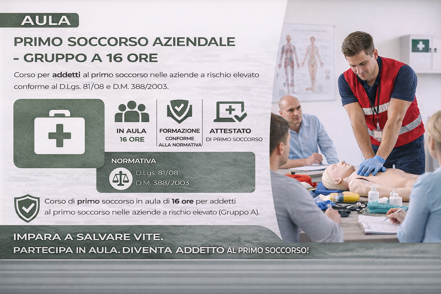 Primo Soccorso Aziendale – Gruppo A 16 Ore